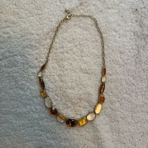 Gold and Amber Necklace with Intricate Design